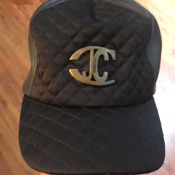 Just Cavalli  Black quilted satin faux leather baseball  cap main image 8